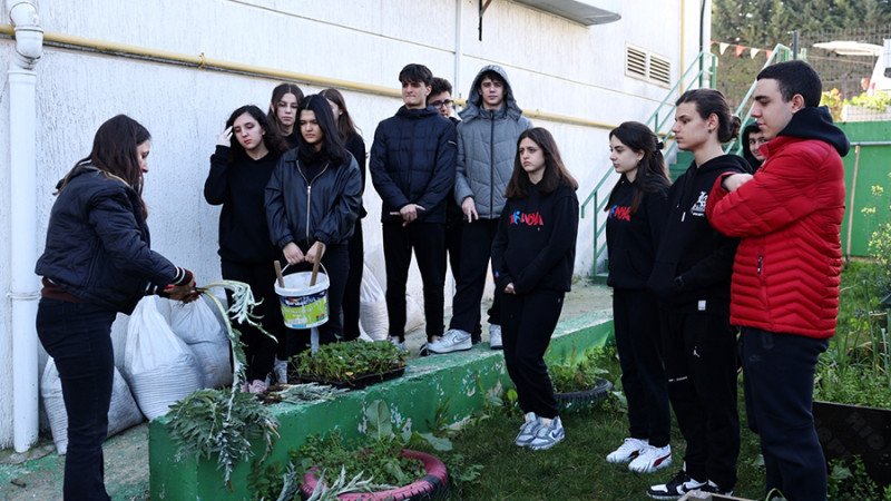 Ders arasında fide ektiler
