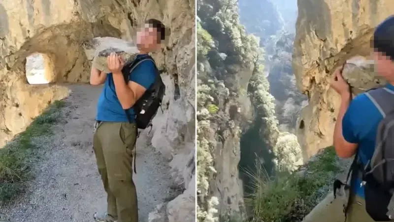 Kaya parçasını vadiye fırlatan turiste rekor ceza