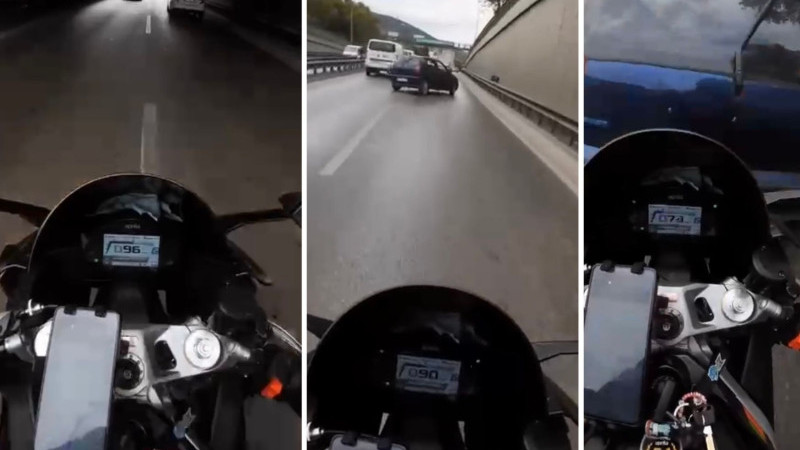 Bursa'da motosiklet sürücüsünün ölümden döndüğü anlar kask kamerasında!