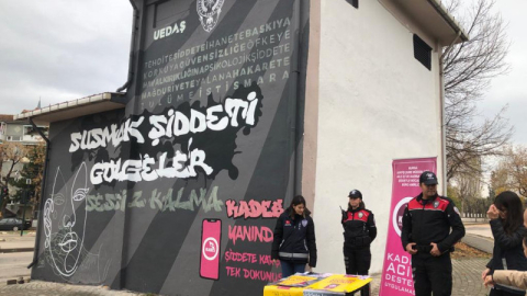 Trafolar 'susmak şiddeti gölgeler' sözleriyle kadına şiddete karşı uyardı