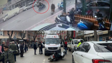 Bursa'da motosikletlinin kazası kameraya yansıdı