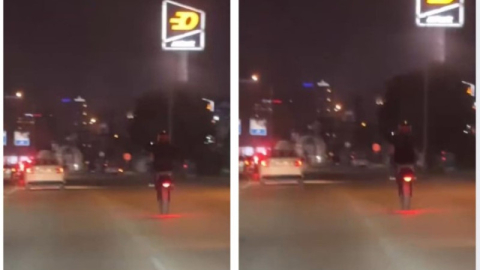 Bursa'da tek tekerle tehlikeli yolculuk!