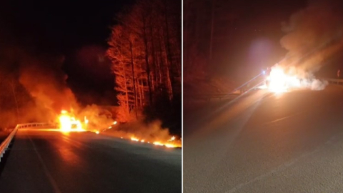 Uludağ'dan inen otomobil alev topuna döndü!