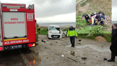 Bursa'da virajı alamayan kamyon dereye uçtu!