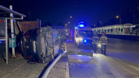 Bursa'da takla atan araçta can pazarı!