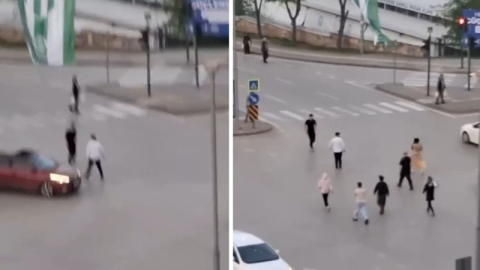 Bursa'da mendilciler ile sürücü kavgası kamerada!