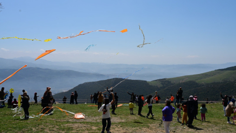 Bursa'da uçurtmalar, gökyüzünü renklendirdi