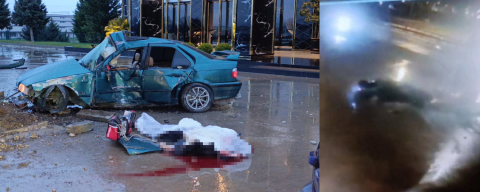 Otomobil reklam panosuna çarptı: 1 ölü, 2 yaralı