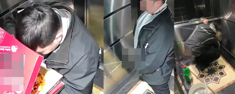 Asansöre tuvaletini yaptı, sipariş edilen pizzayı yedi! İşte böyle temizlettiler