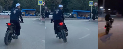 Polis yeleği giyip trafikte motosikletiyle tehlike saçtı