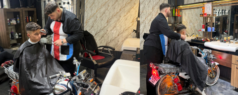 Motosikleti berber koltuğuna dönüştürdü! Sıraya girdiler