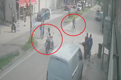 Kararsız bisikletli ne tarafa gideceğini şaşırınca motosikletliyle çarpıştı