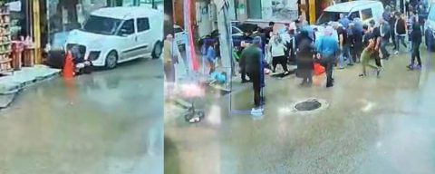 Kamyonet kaldırımda yürüyen yayaların arasına daldı!